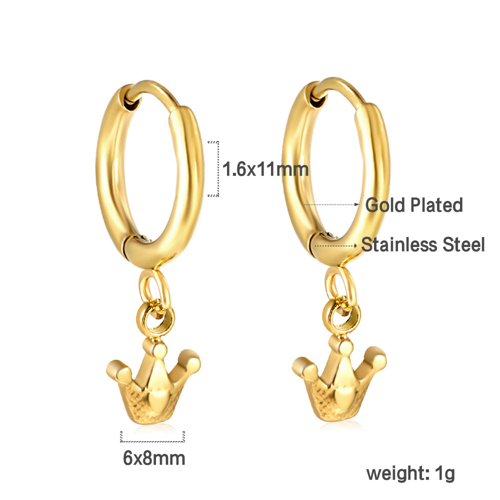 1.6x11mm circle with crown stud earrings asonjewelry